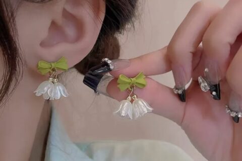 Cute Bow & Lily Drop Studs