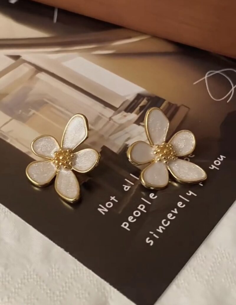 Enamel Lily Floral Studs - Image 2