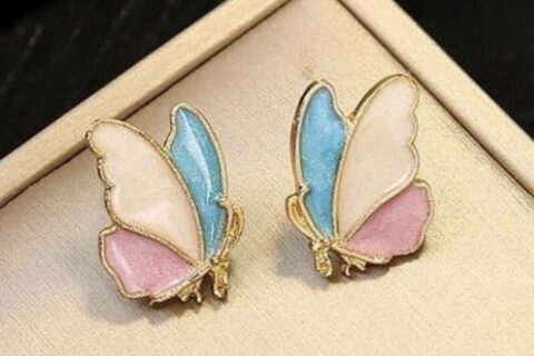 Enamelled Butterfly Studs