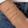 Gold-Toned Gold Plated Contemporary Stackable Bracelet (Pack of 4)