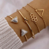 Gold Plated Toned Contemporary Stackable Korean Bracelet (Pack of 4)