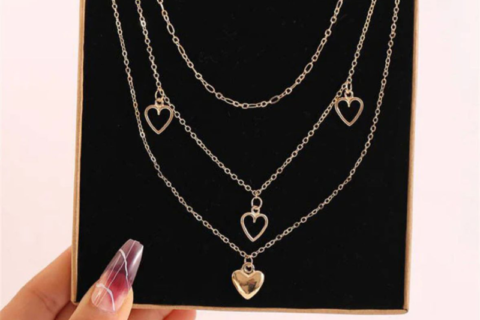 Gold Plated Hearts inspired Layered Necklace For Women