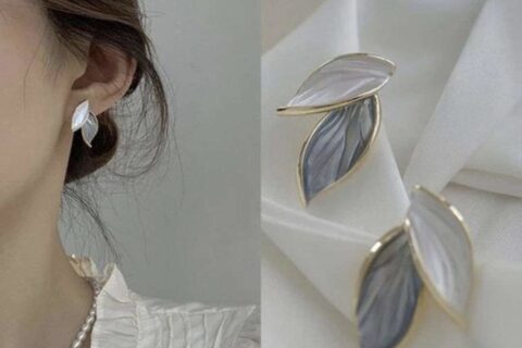 Oil Painted Leaf Studs