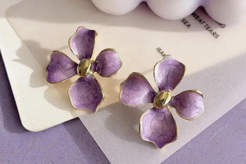 Purple Flower Earrings
