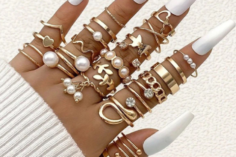 Gold Plated Stackable Rings (Pack of 22)