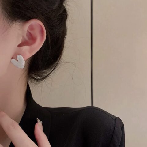 White Enamel Heart Studs